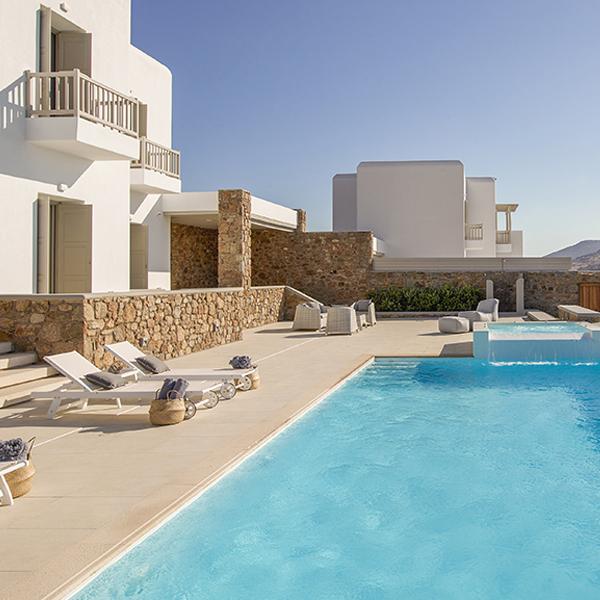 Ferienhaus mykonos Luxusvilla mieten griechenland privater pool meerblick sandstrand finest greek villas ivory estate