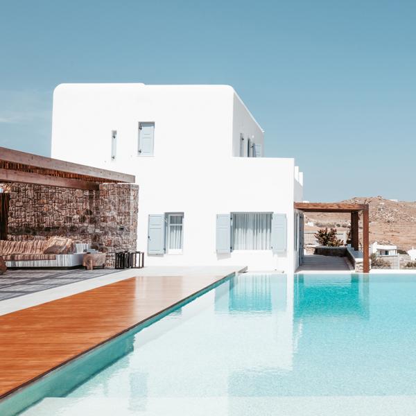 Ferienhaus mykonos Luxusvilla mieten griechenland privater pool meerblick sandstrand finest greek villas elvy