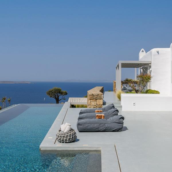 Ferienhaus mykonos Luxusvilla mieten griechenland privater pool meerblick sandstrand finest greek villas mandana