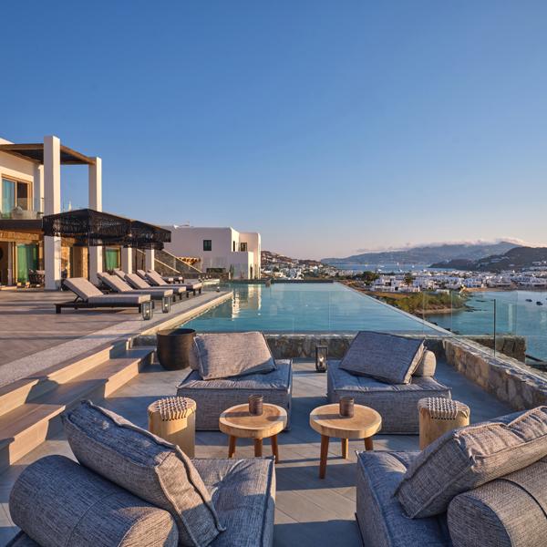 Ferienhaus mykonos Luxusvilla anwesen mieten griechenland privat pool meerblick sandstrand finest greek villas exklusiv modern seafront modern gehoben premium traumhaft sandstrand luxusreisen